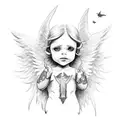 angel trying to catch a falling demon tattoo design idea