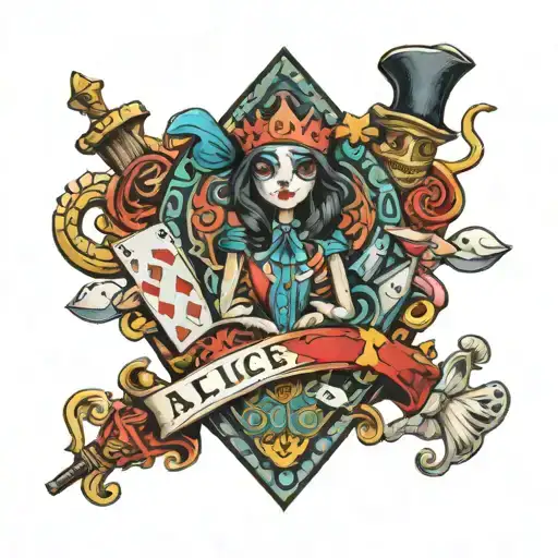 alice madness return poker cart tattoo design idea