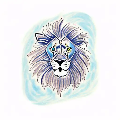 lion blue eyes tattoo design idea