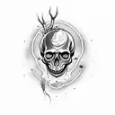 a burnt skull with its mouth open tattoo design idea