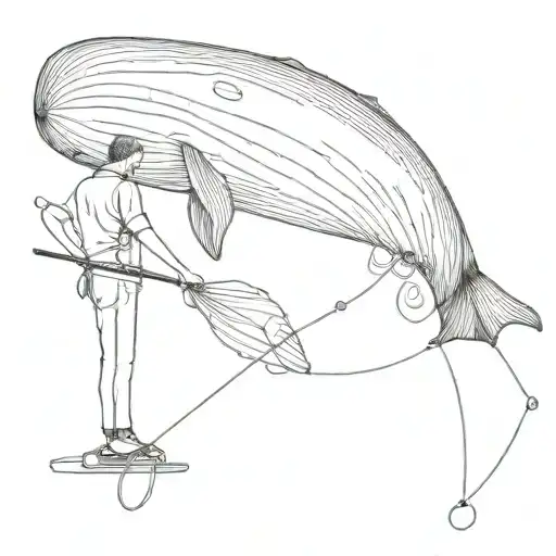 boy fishing whale with fishing rod tattoo design idea
