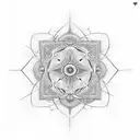 lsd molecule embedded in sacred geometry fractalic and  fibonacci patterns tattoo design idea