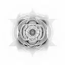 lsd molecule embedded in sacred geometry fractalic and  fibonacci patterns tattoo design idea