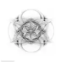 lsd molecule embedded in sacred geometry fractalic and  fibonacci patterns tattoo design idea