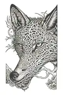solitude, animals peeking tattoo design idea