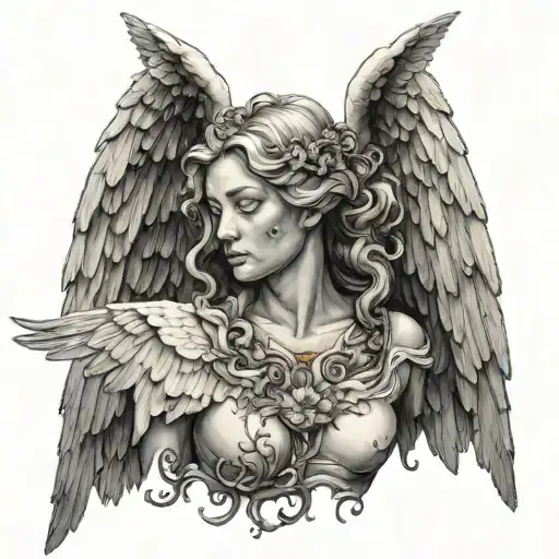 Seraphim realistic angel tattoo design idea