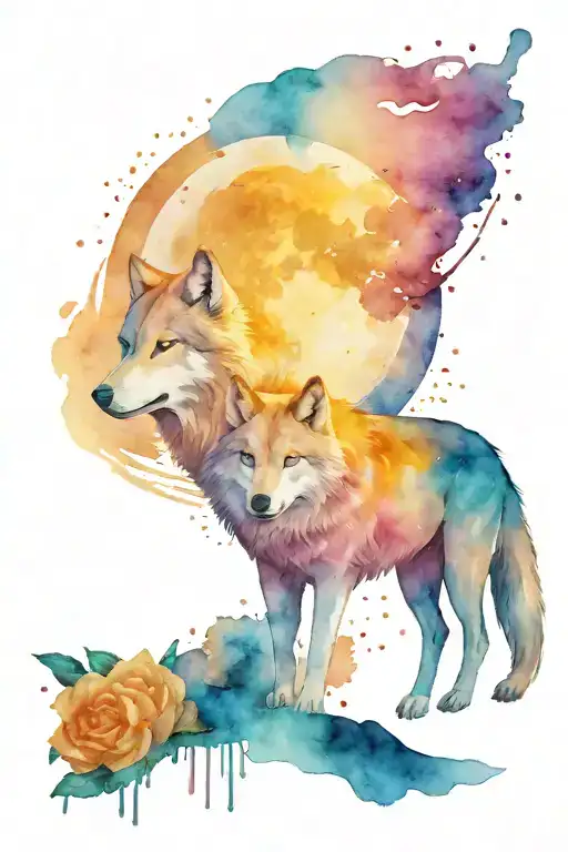 Dad music love moon wolf forever tattoo design idea
