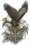 cross woth eagle intertwined tattoo design idea