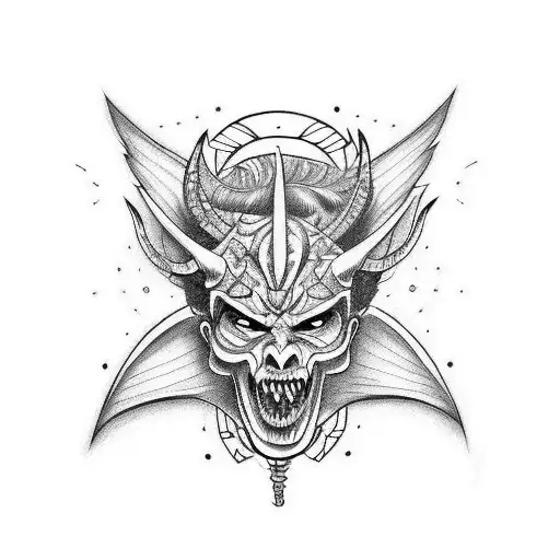 a demon trying to change into angel tattoo design idea