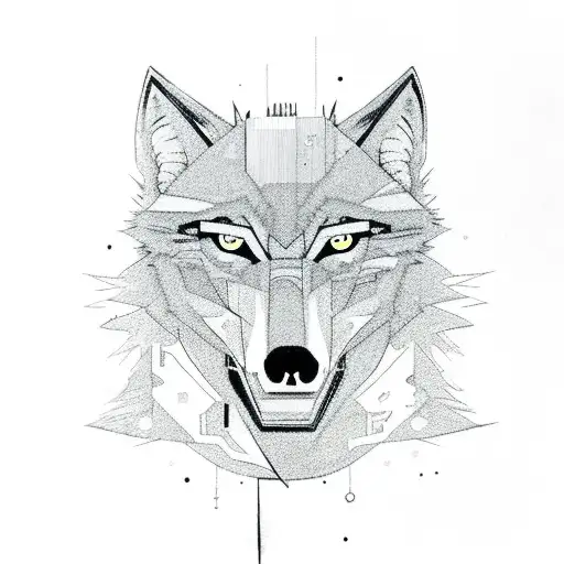 A wolf in a hacker's hoodie tattoo design idea