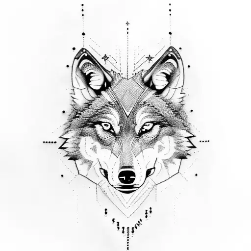 A wolf surrounded by binary code tattoo design idea