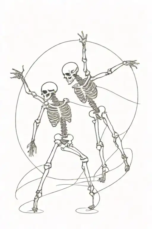 dancing skeletons tattoo design idea