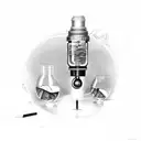 A microbiologist examining a classic car under a microscope tattoo design idea