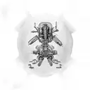 A microbiologist examining a classic car under a microscope tattoo design idea