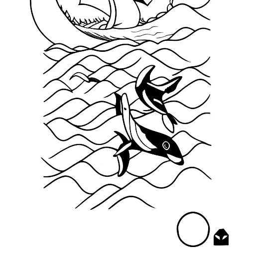 A minimalist tattoo of an orca swimming in a gym tattoo design idea