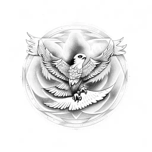 hourglass with eagle wings extending off it, all encompassed in a 2 by 2 inch circle.  tattoo design idea