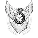 hourglass with eagle wings encompassed in a circle  tattoo design idea