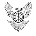 hourglass with eagle wings encompassed in a circle  tattoo design idea