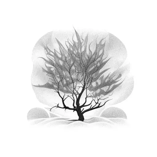 burning bush tattoo design idea