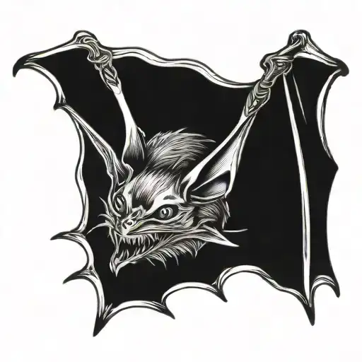 bat hanging upside tattoo design idea