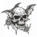 bat winged skull tattoo design idea