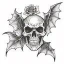bat winged skull tattoo design idea