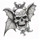 bat winged skull tattoo design idea