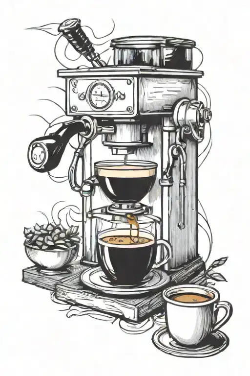 future barista brewing coffee tattoo design idea