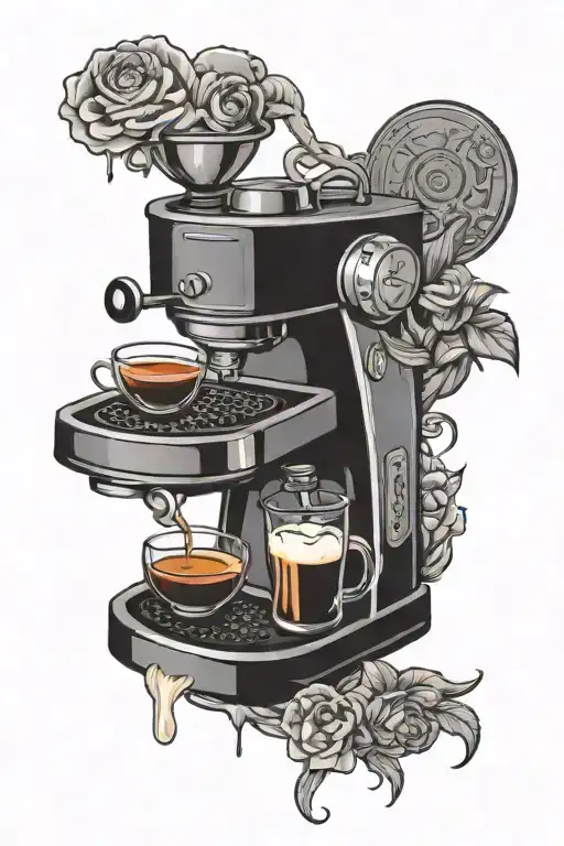 future barista brewing coffee tattoo design idea