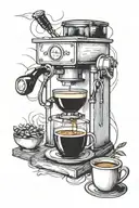 future barista brewing coffee tattoo design idea