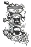 future barista brewing coffee tattoo design idea