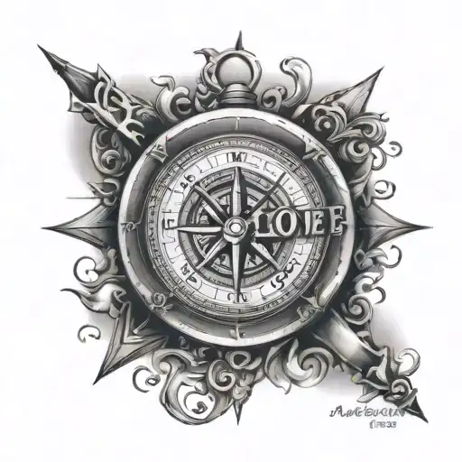 A traveler's compass surrounded by the words 'Love Endures', representing the client's passion for travel and love tattoo design idea