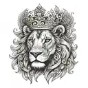 A lion head adorned with a crown of intricate floral patterns, symbolizing the father's role as the protector and provider of his family tattoo design idea