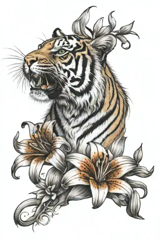 Tiger lily tattoo design idea