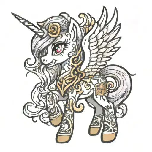 G1 my little pony in traditional tattoo colouring and style tattoo design idea