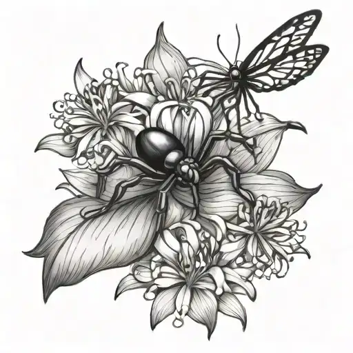 black widow spider and spider Lilly's  tattoo design idea