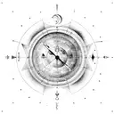 Astrological chart with celestial objects in dotwork tattoo design idea