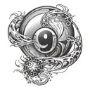 ball and number 9 tattoo design idea
