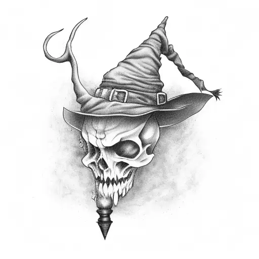 witch hat, potion bottle  tattoo design idea