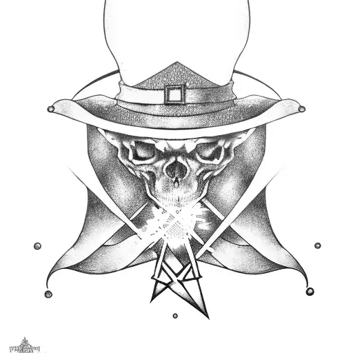 pentagram , witch hat, potion bottle  tattoo design idea