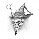 witch hat, potion bottle  tattoo design idea