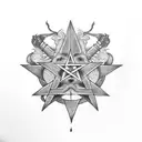 pentagram , witch hat, potion bottle  tattoo design idea