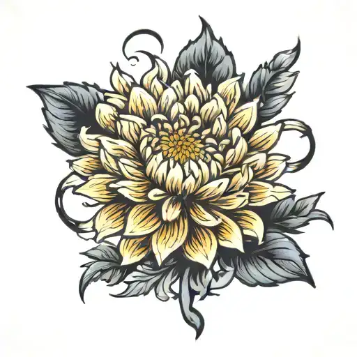 chrysanthemum flower black tattoo design idea