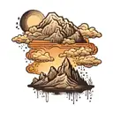 Mountain sky clouds and rain tattoo design idea