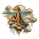 Mountain sky clouds and rain tattoo design idea