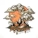 Mountain sky clouds and rain tattoo design idea