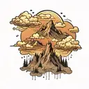 Mountain sky clouds and rain tattoo design idea
