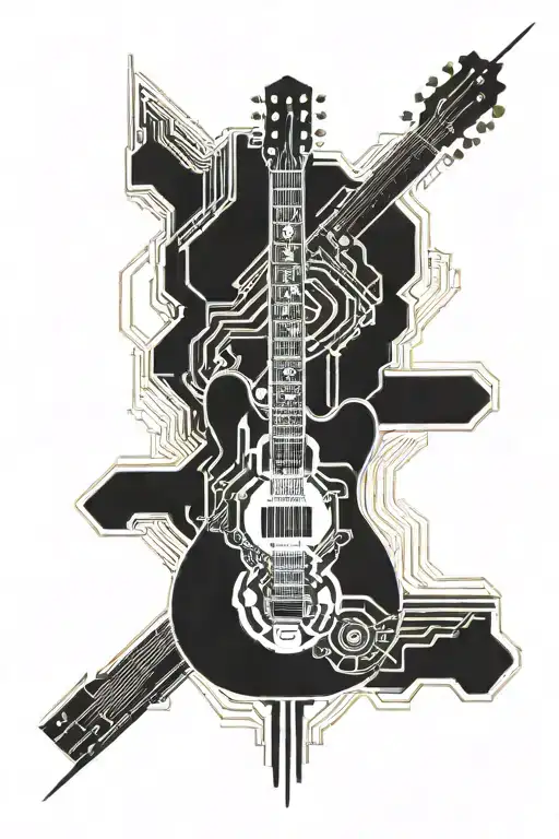 acustic guitar tattoo design idea
