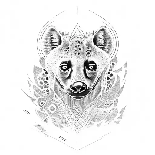 Hyena blended in with quetzal bird, facing two different directions tattoo design idea