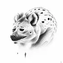 Hyena and Quetzal bird portraits but they are looking opposite directions and they are blended tattoo design idea